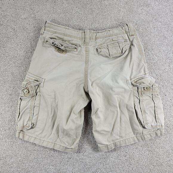 Aeropostale Cargo Shorts Mens 32 Cream Distressed Baggy Cotton Pockets Y2K - Picture 3 of 12